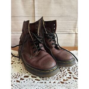 Doc Dr Martens Cherry Red Leather Boots Made In England 5 Mens/6 Wmns?‎ 8-Eye